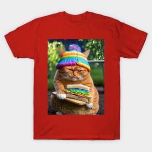 Orange Cat with Rainbow Hat T-Shirt